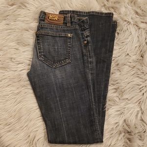 Bebe Dark Denim Flare Leg